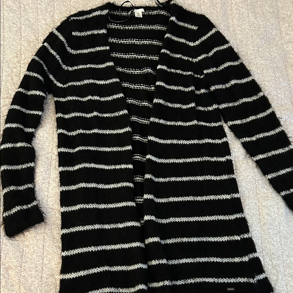 Volcom Black and White Striped Cardigan